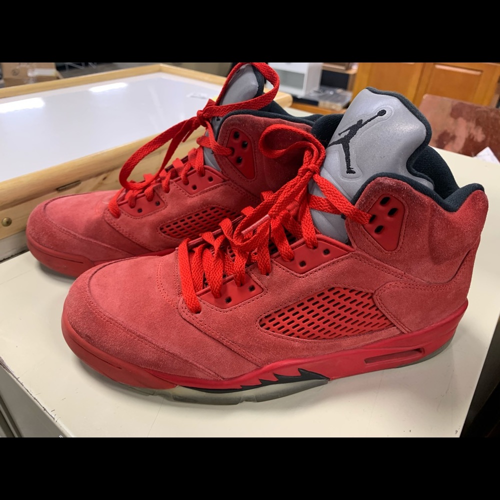 Nike Air Jordan 5 Retro Red Suede Black 3M